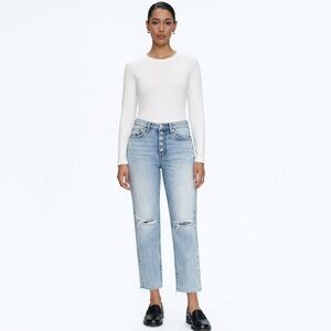 Pistola Charlie High Rise Straight Jeans Distressed Light Wash Size 26